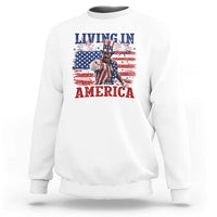 Living In America Funny Patriotic Heavyweight Boxer Sweatshirt Vintage Distressed Flag Uncle Sam Hat Boxing Champion