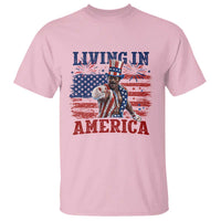 Living In America Funny Patriotic Heavyweight Boxer T Shirt Vintage Distressed Flag Uncle Sam Hat Boxing Champion