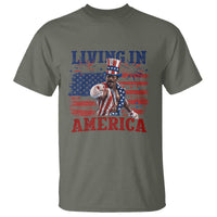 Living In America Funny Patriotic Heavyweight Boxer T Shirt Vintage Distressed Flag Uncle Sam Hat Boxing Champion