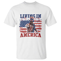 Living In America Funny Patriotic Heavyweight Boxer T Shirt Vintage Distressed Flag Uncle Sam Hat Boxing Champion