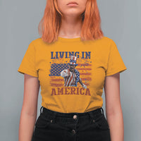 Living In America Funny Patriotic Heavyweight Boxer T Shirt For Women Vintage Distressed Flag Uncle Sam Hat Boxing Champion
