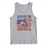 Living In America Funny Patriotic Heavyweight Boxer Tank Top Vintage Distressed Flag Uncle Sam Hat Boxing Champion