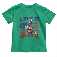 Living In America Funny Patriotic Heavyweight Boxer Toddler T Shirt Vintage Distressed Flag Uncle Sam Hat Boxing Champion