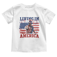 Living In America Funny Patriotic Heavyweight Boxer Toddler T Shirt Vintage Distressed Flag Uncle Sam Hat Boxing Champion
