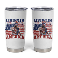 Living In America Funny Patriotic Heavyweight Boxer Tumbler Cup Vintage Distressed Flag Uncle Sam Hat Boxing Champion