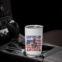Living In America Funny Patriotic Heavyweight Boxer Tumbler Cup Vintage Distressed Flag Uncle Sam Hat Boxing Champion