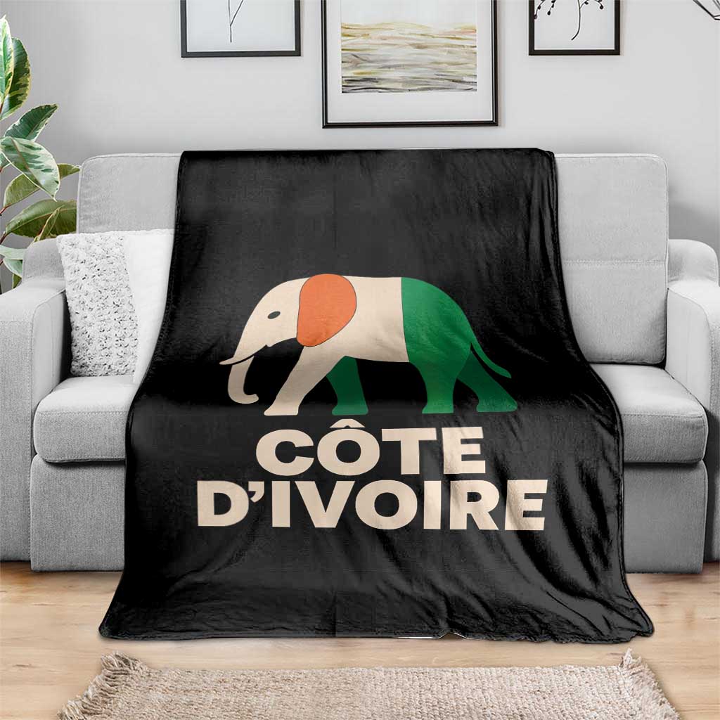 Proud Côte d'Ivoire Elephant Ivory Coast Flag Throw Blanket Ivorian Pride Retro Souvenir
