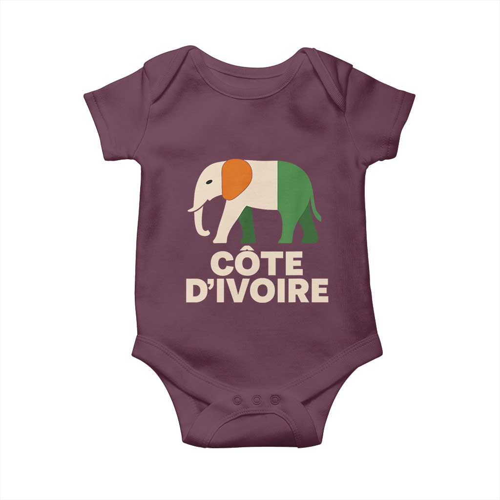 Proud Côte d'Ivoire Elephant Ivory Coast Flag Baby Onesie Ivorian Pride Retro Souvenir