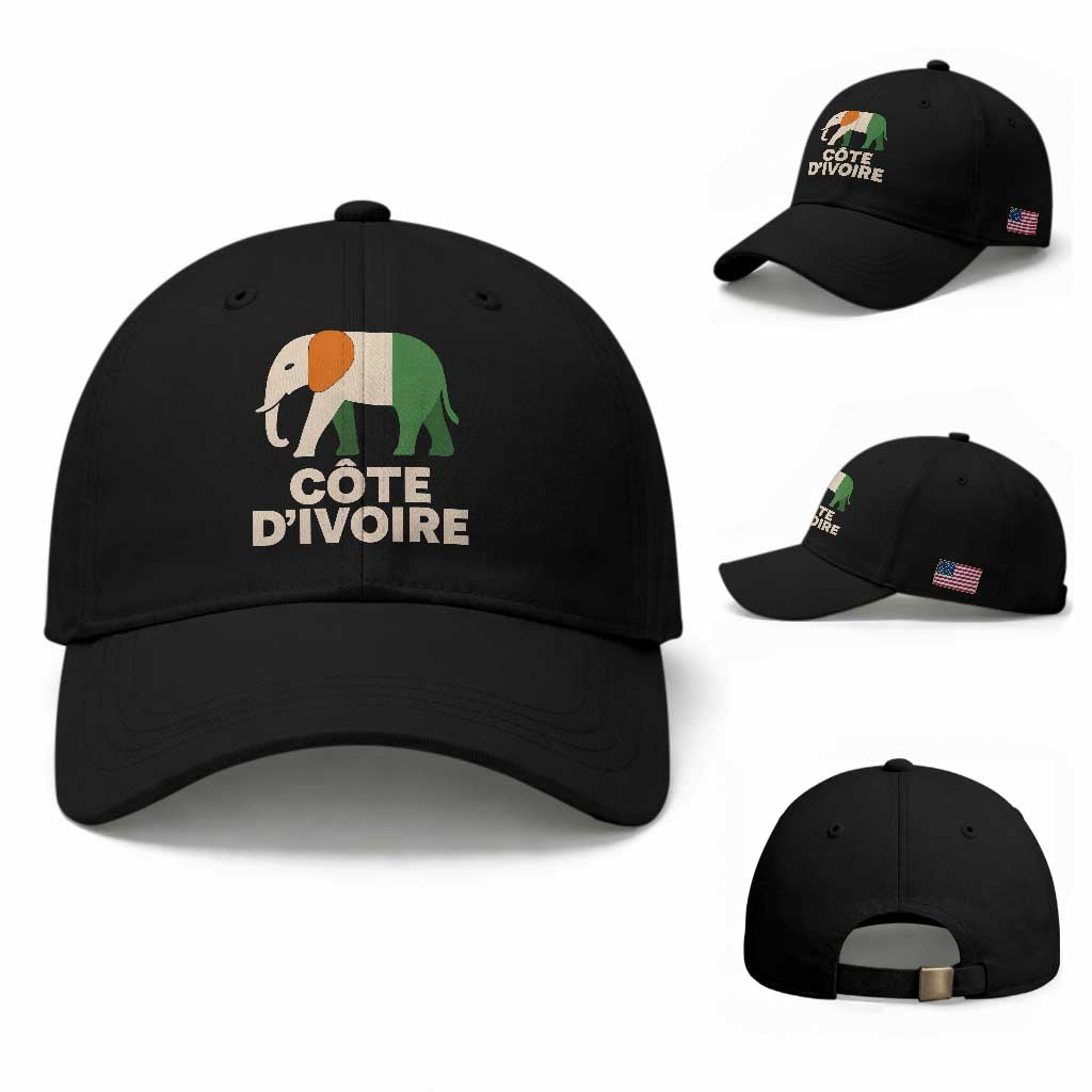 Proud Côte d'Ivoire Elephant Ivory Coast Flag Baseball Cap Ivorian Pride Retro Souvenir