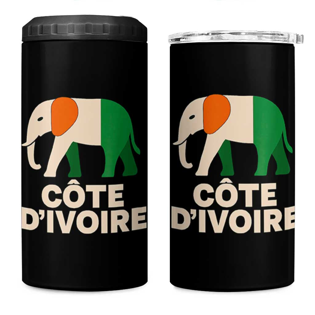 Proud Côte d'Ivoire Elephant Ivory Coast Flag 4 in 1 Can Cooler Tumbler Ivorian Pride Retro Souvenir