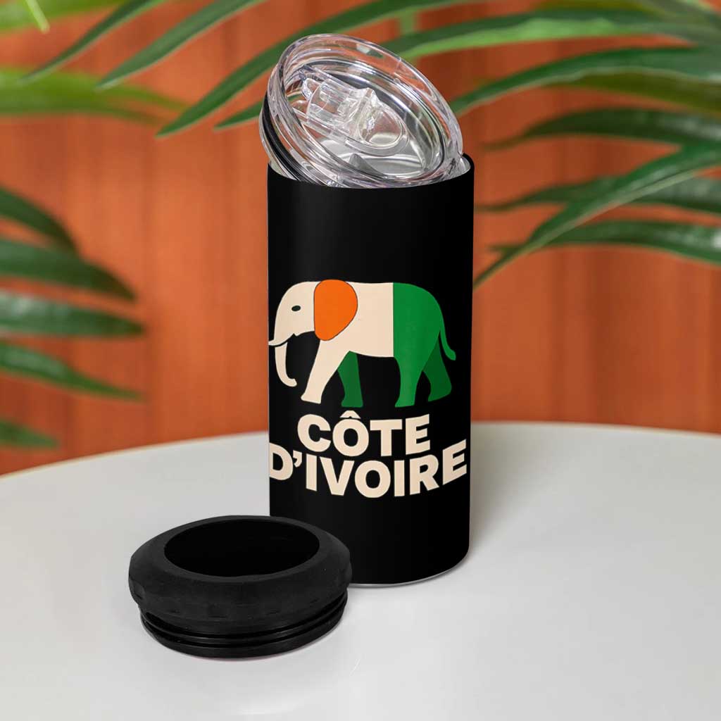 Proud Côte d'Ivoire Elephant Ivory Coast Flag 4 in 1 Can Cooler Tumbler Ivorian Pride Retro Souvenir