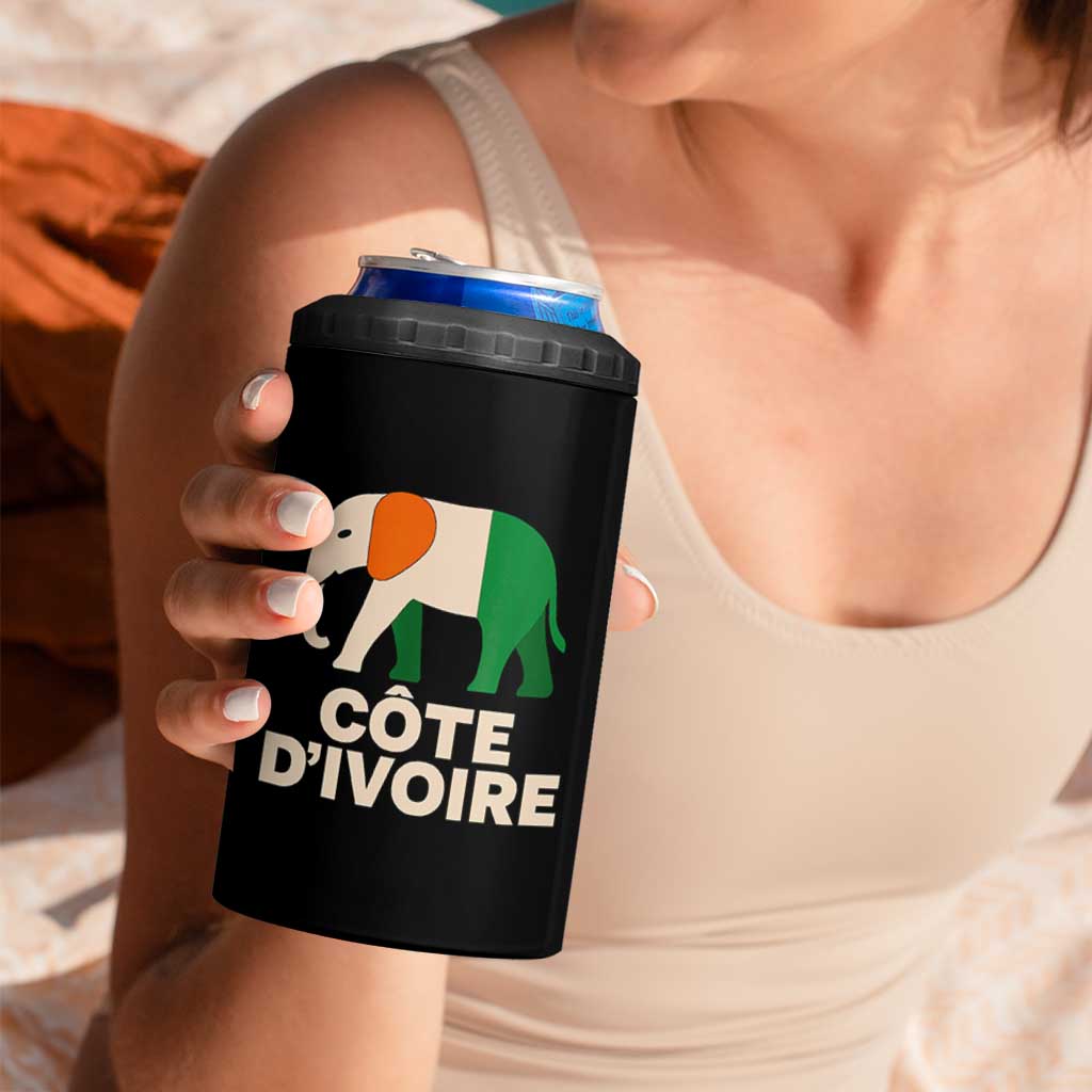 Proud Côte d'Ivoire Elephant Ivory Coast Flag 4 in 1 Can Cooler Tumbler Ivorian Pride Retro Souvenir