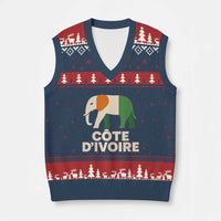 Proud Côte d'Ivoire Elephant Ivory Coast Flag V-Neck Knit Sweater Vest Ivorian Pride Retro Souvenir