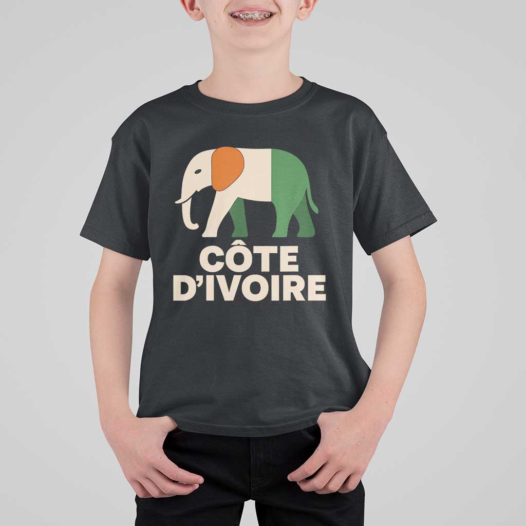 Proud Côte d'Ivoire Elephant Ivory Coast Flag T Shirt For Kid Ivorian Pride Retro Souvenir
