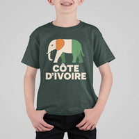 Proud Côte d'Ivoire Elephant Ivory Coast Flag T Shirt For Kid Ivorian Pride Retro Souvenir
