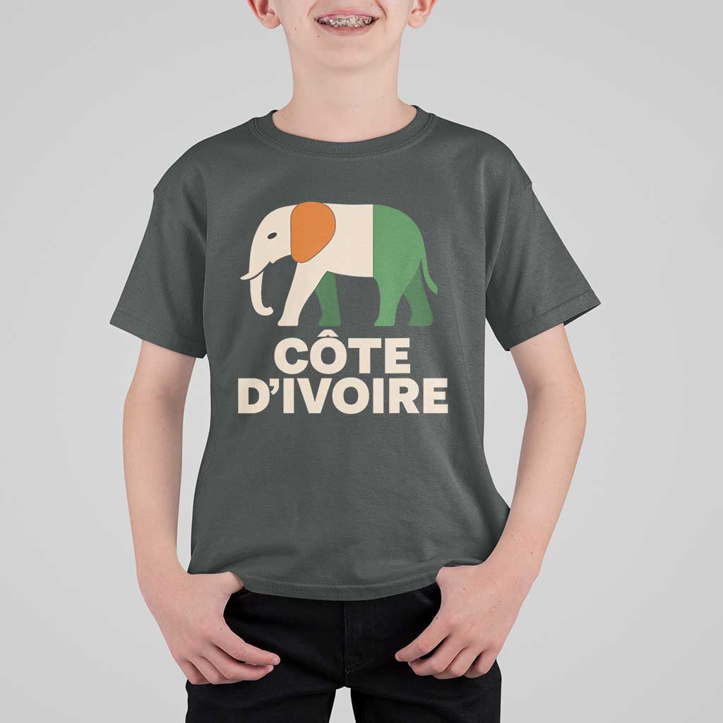 Proud Côte d'Ivoire Elephant Ivory Coast Flag T Shirt For Kid Ivorian Pride Retro Souvenir