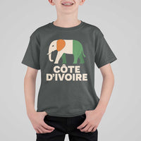 Proud Côte d'Ivoire Elephant Ivory Coast Flag T Shirt For Kid Ivorian Pride Retro Souvenir