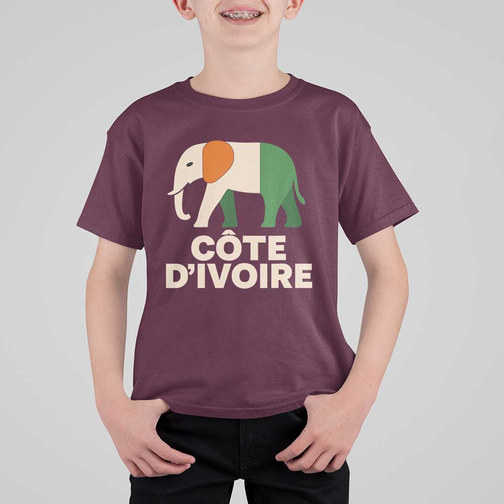 Proud Côte d'Ivoire Elephant Ivory Coast Flag T Shirt For Kid Ivorian Pride Retro Souvenir