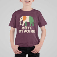 Proud Côte d'Ivoire Elephant Ivory Coast Flag T Shirt For Kid Ivorian Pride Retro Souvenir