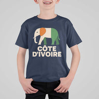 Proud Côte d'Ivoire Elephant Ivory Coast Flag T Shirt For Kid Ivorian Pride Retro Souvenir