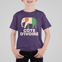 Proud Côte d'Ivoire Elephant Ivory Coast Flag T Shirt For Kid Ivorian Pride Retro Souvenir