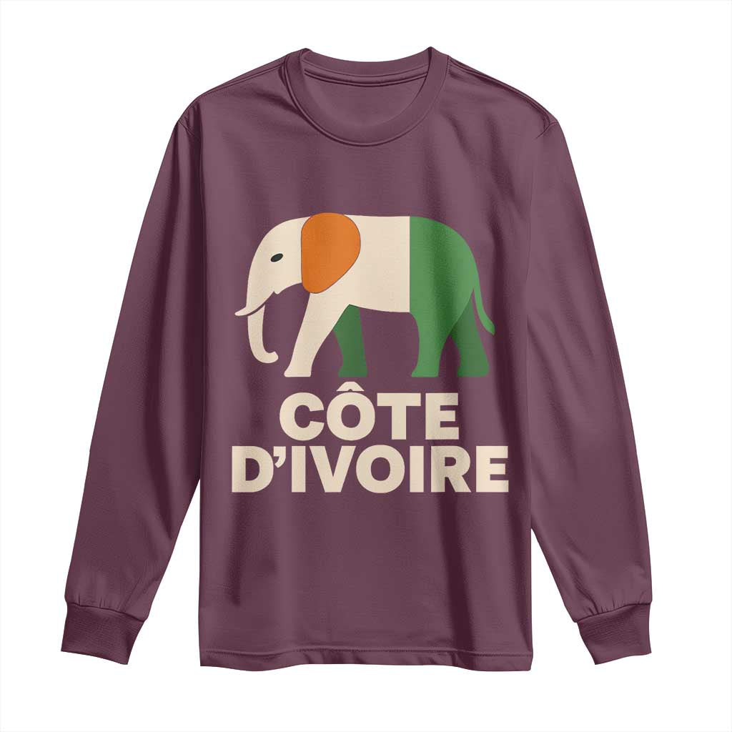 Proud Côte d'Ivoire Elephant Ivory Coast Flag Long Sleeve Shirt Ivorian Pride Retro Souvenir