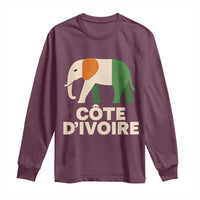 Proud Côte d'Ivoire Elephant Ivory Coast Flag Long Sleeve Shirt Ivorian Pride Retro Souvenir