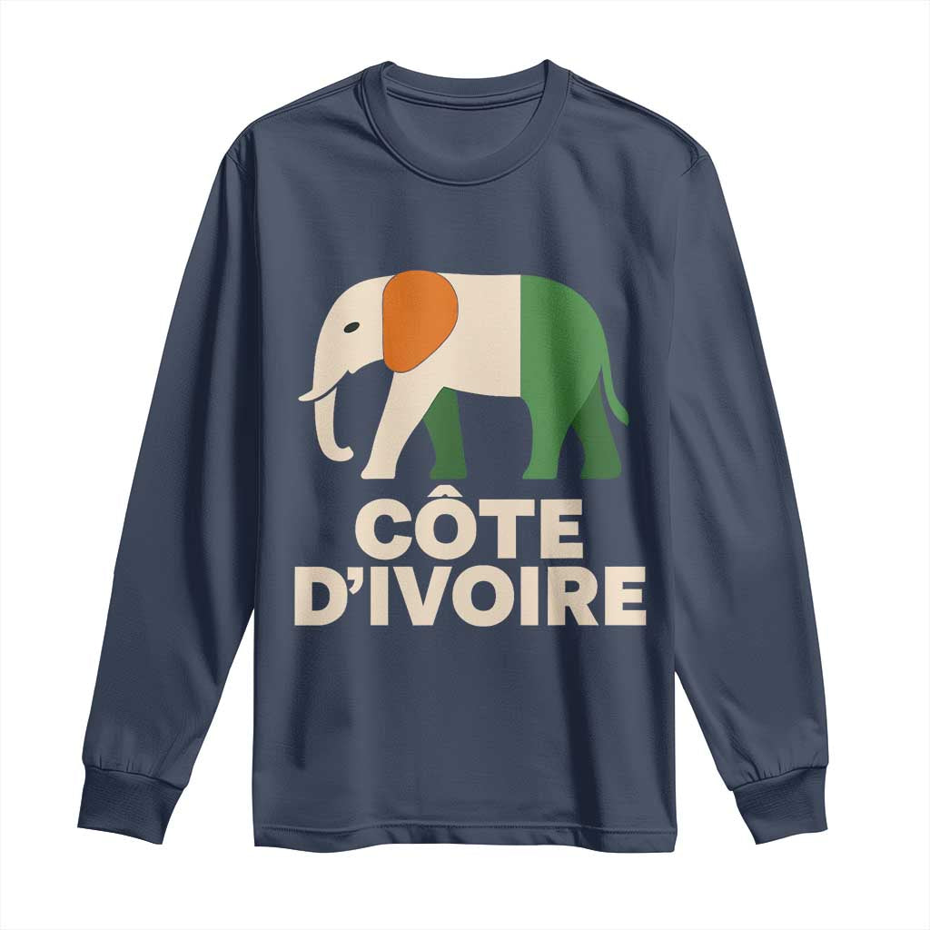 Proud Côte d'Ivoire Elephant Ivory Coast Flag Long Sleeve Shirt Ivorian Pride Retro Souvenir