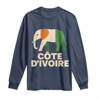 Proud Côte d'Ivoire Elephant Ivory Coast Flag Long Sleeve Shirt Ivorian Pride Retro Souvenir