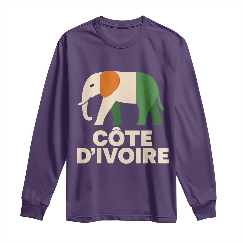 Proud Côte d'Ivoire Elephant Ivory Coast Flag Long Sleeve Shirt Ivorian Pride Retro Souvenir