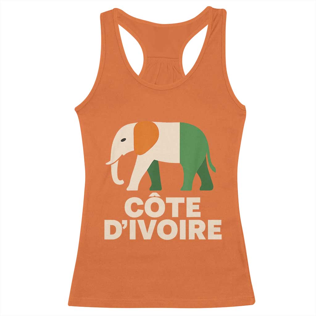 Proud Côte d'Ivoire Elephant Ivory Coast Flag Racerback Tank Top Ivorian Pride Retro Souvenir