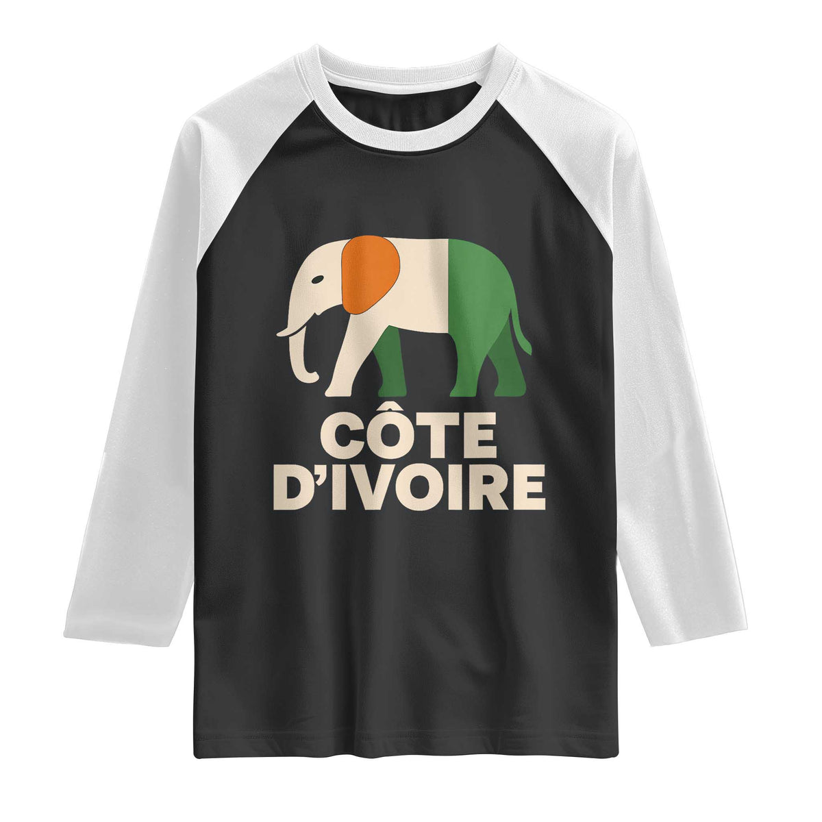 Proud Côte d'Ivoire Elephant Ivory Coast Flag Raglan Shirt Ivorian Pride Retro Souvenir