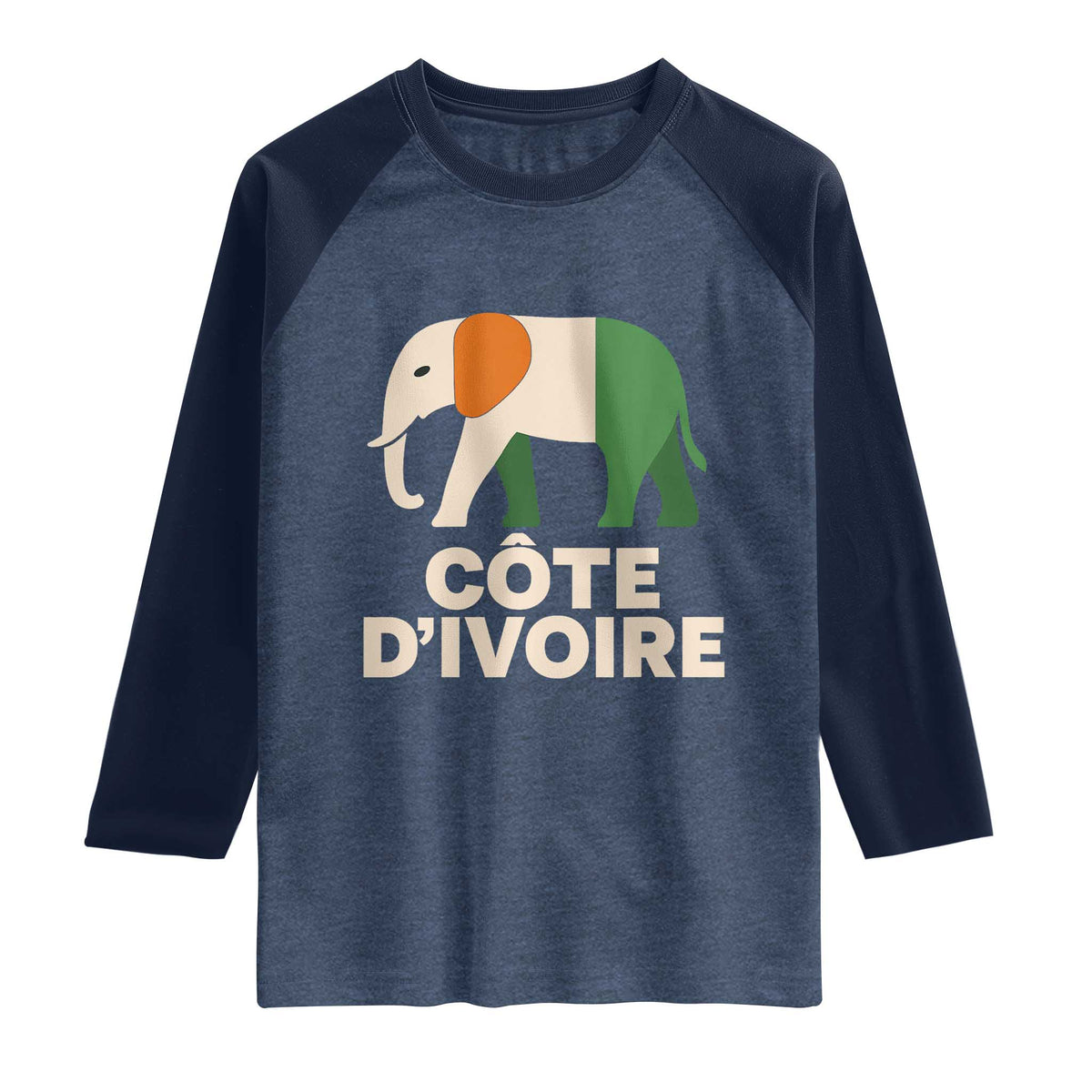 Proud Côte d'Ivoire Elephant Ivory Coast Flag Raglan Shirt Ivorian Pride Retro Souvenir