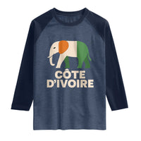 Proud Côte d'Ivoire Elephant Ivory Coast Flag Raglan Shirt Ivorian Pride Retro Souvenir
