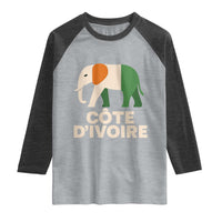 Proud Côte d'Ivoire Elephant Ivory Coast Flag Raglan Shirt Ivorian Pride Retro Souvenir