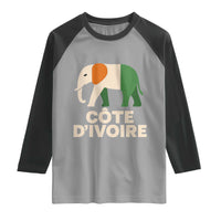 Proud Côte d'Ivoire Elephant Ivory Coast Flag Raglan Shirt Ivorian Pride Retro Souvenir