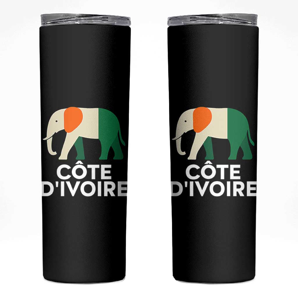 Proud Côte d'Ivoire Elephant Ivory Coast Flag Skinny Tumbler Ivorian Pride Retro Souvenir