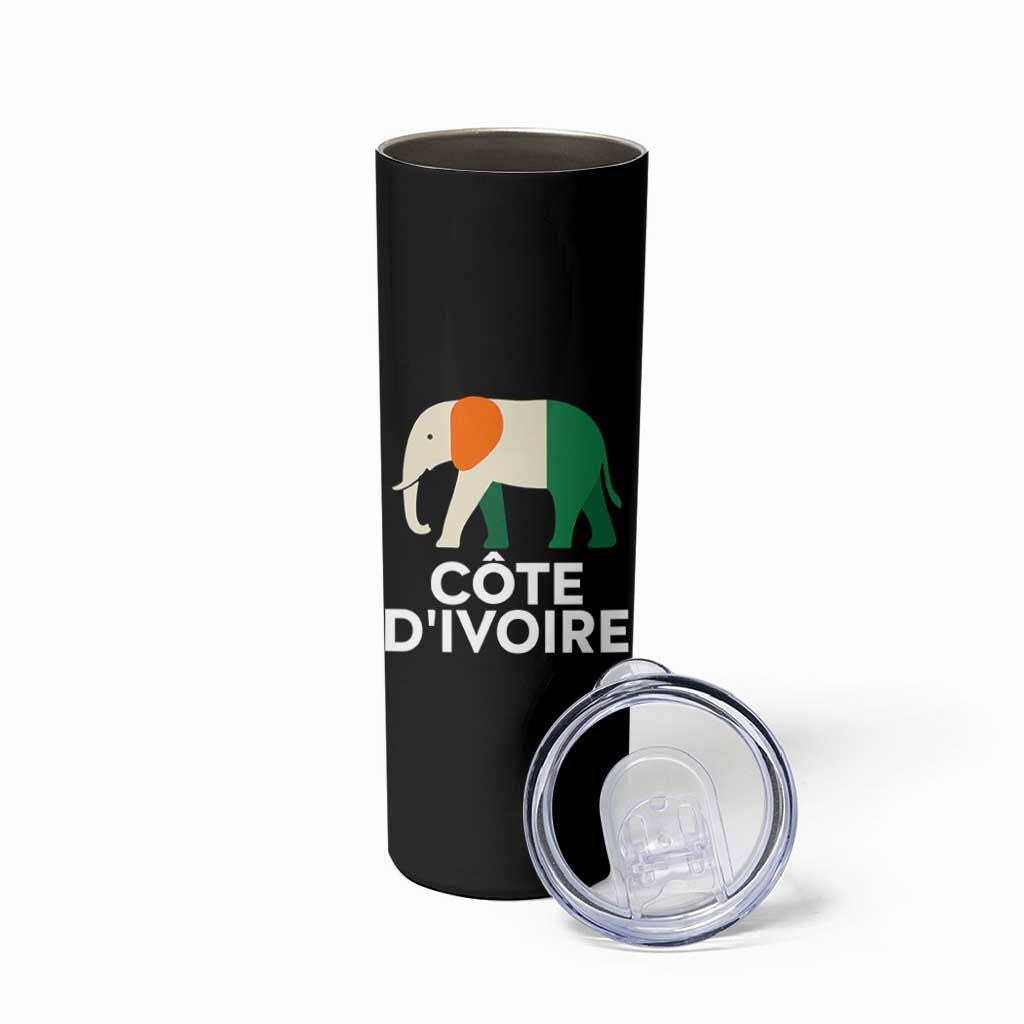 Proud Côte d'Ivoire Elephant Ivory Coast Flag Skinny Tumbler Ivorian Pride Retro Souvenir