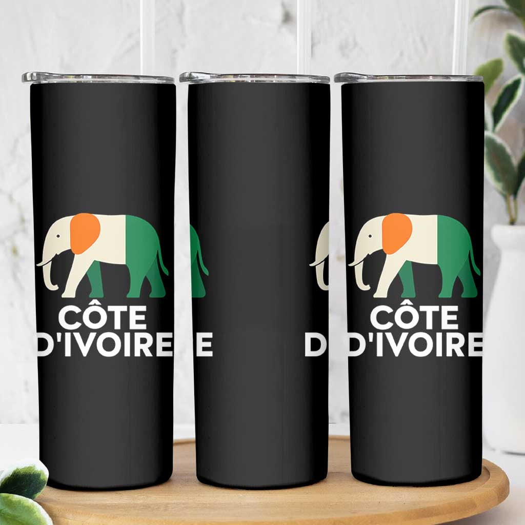 Proud Côte d'Ivoire Elephant Ivory Coast Flag Skinny Tumbler Ivorian Pride Retro Souvenir