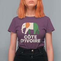 Proud Côte d'Ivoire Elephant Ivory Coast Flag T Shirt For Women Ivorian Pride Retro Souvenir