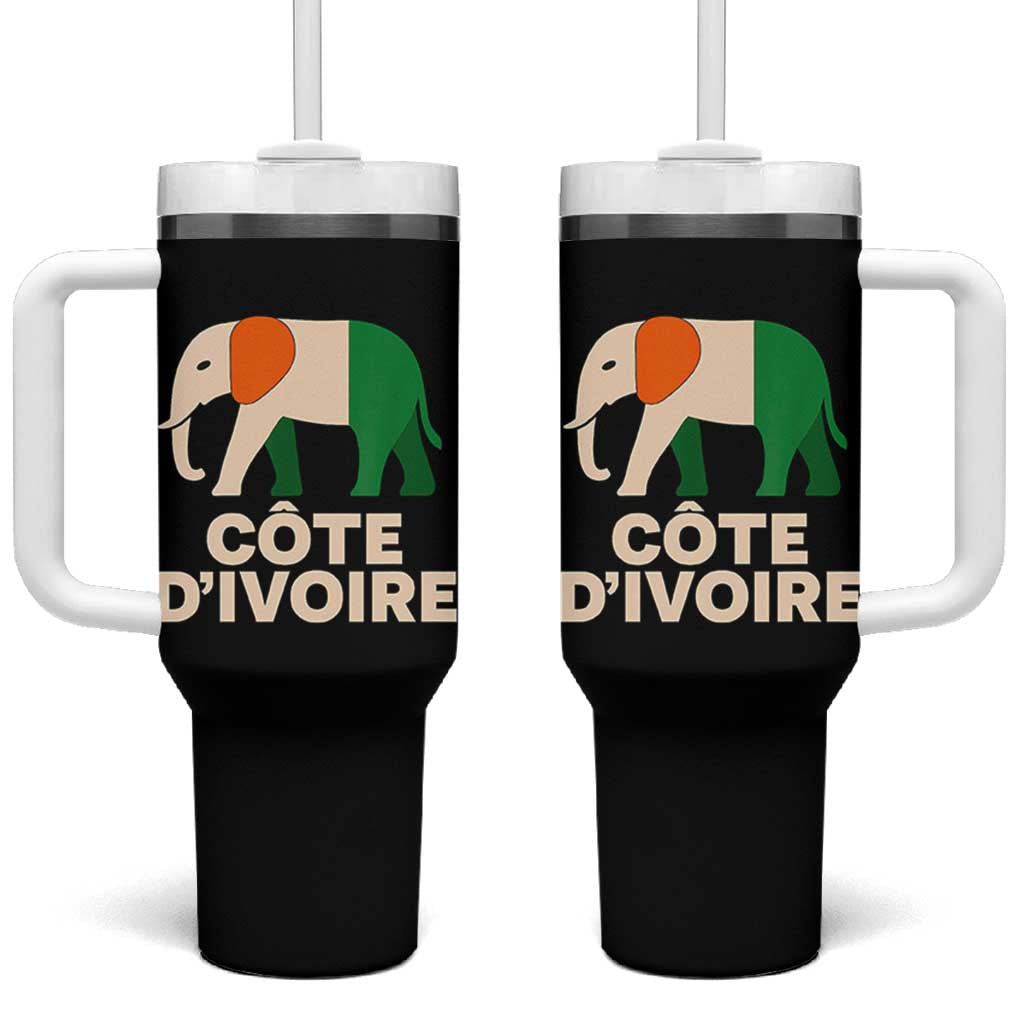 Proud Côte d'Ivoire Elephant Ivory Coast Flag Tumbler With Handle Ivorian Pride Retro Souvenir
