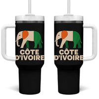 Proud Côte d'Ivoire Elephant Ivory Coast Flag Tumbler With Handle Ivorian Pride Retro Souvenir