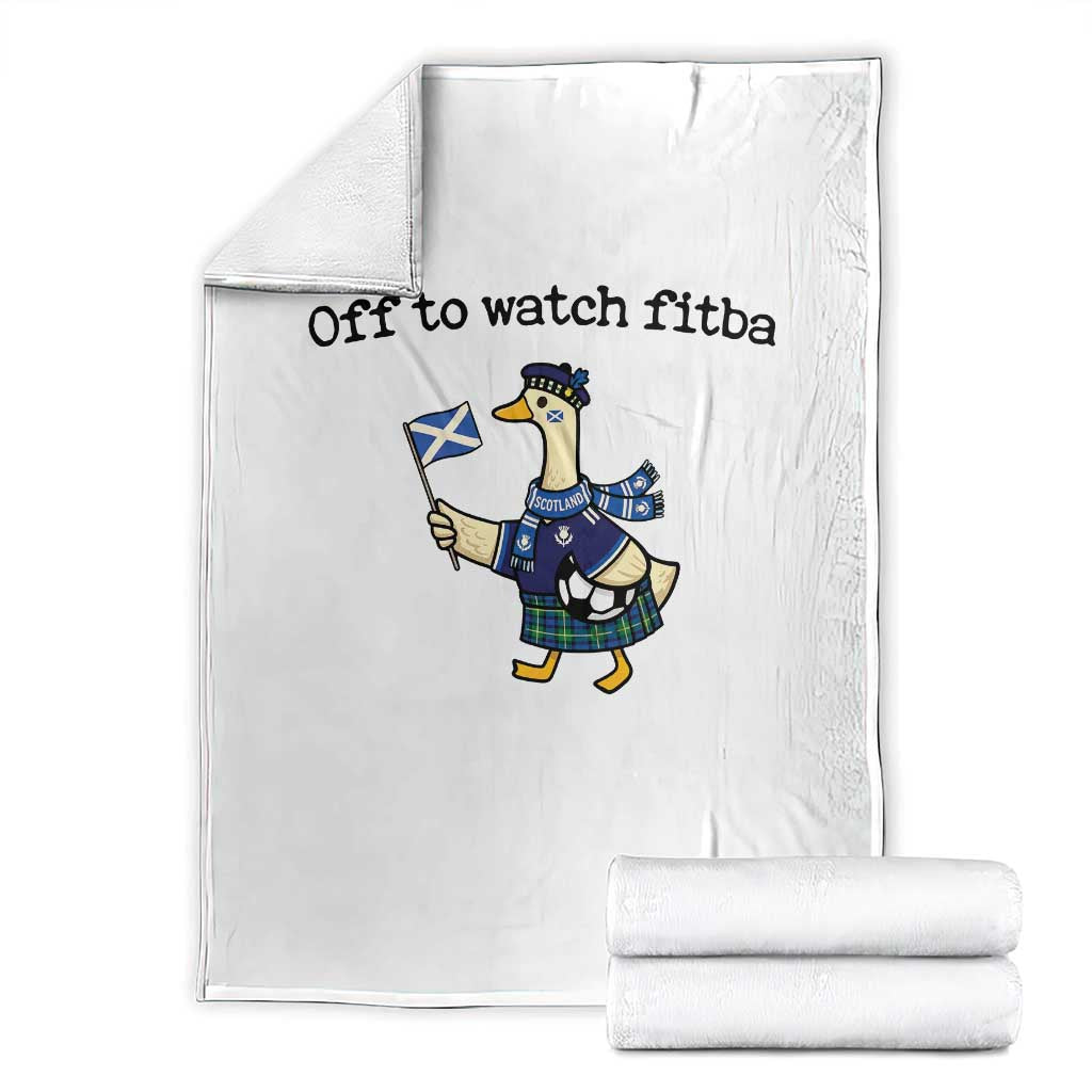 Funny Scottish Goose Scotland Football Throw Blanket Off to Watch Fitba Soccer Fans Meme