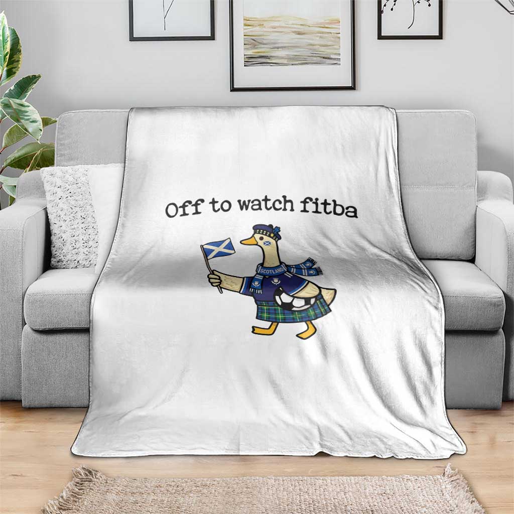 Funny Scottish Goose Scotland Football Throw Blanket Off to Watch Fitba Soccer Fans Meme