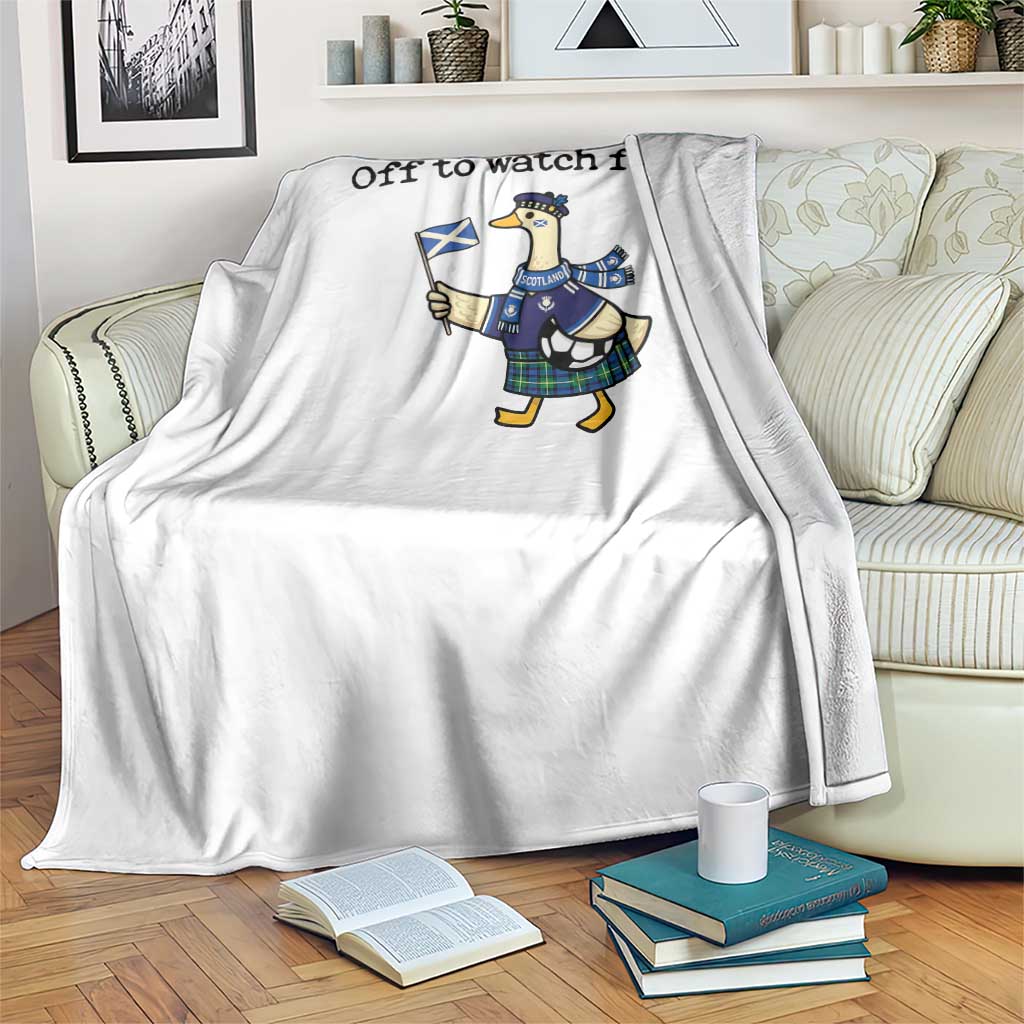 Funny Scottish Goose Scotland Football Throw Blanket Off to Watch Fitba Soccer Fans Meme