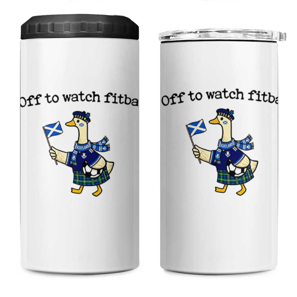 Funny Scottish Goose Scotland Football 4 in 1 Can Cooler Tumbler Off to Watch Fitba Soccer Fans Meme