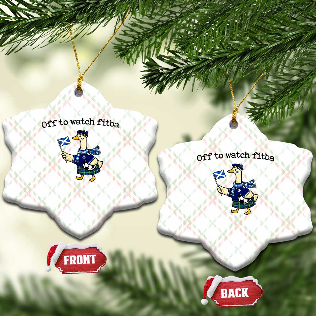 Funny Scottish Goose Scotland Football Ceramic Ornament Off to Watch Fitba Soccer Fans Meme