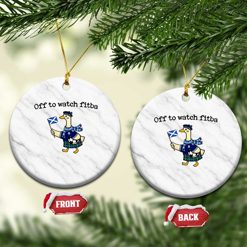 Funny Scottish Goose Scotland Football Ceramic Ornament Off to Watch Fitba Soccer Fans Meme