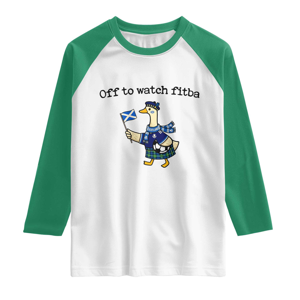 Funny Scottish Goose Scotland Football Raglan Shirt Off to Watch Fitba Soccer Fans Meme