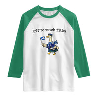 Funny Scottish Goose Scotland Football Raglan Shirt Off to Watch Fitba Soccer Fans Meme